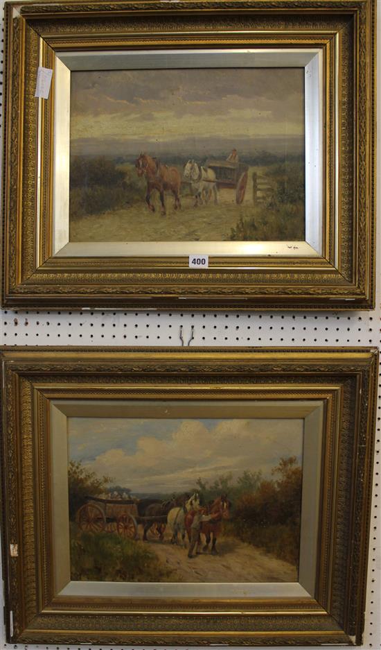 Pair oils horses and wagons